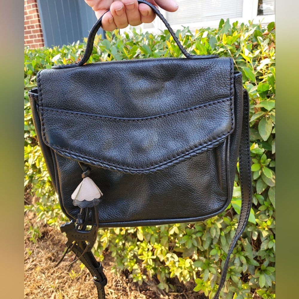 Radley London Leather Crossbody Tassle Shoulder Purse Black Handbag